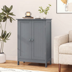 Bathroom Floor Storage Double Door Cupboard Cabinet-White