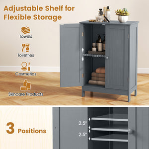Bathroom Floor Storage Double Door Cupboard Cabinet-White