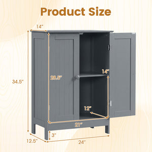 Bathroom Floor Storage Double Door Cupboard Cabinet-White