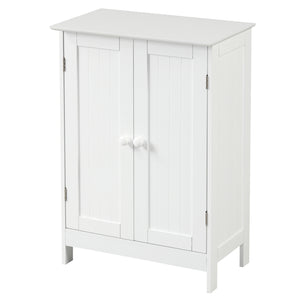 Bathroom Floor Storage Double Door Cupboard Cabinet-White