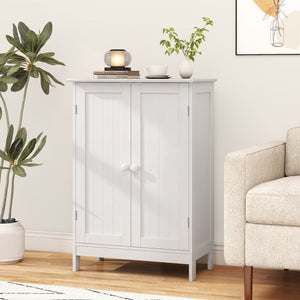 Bathroom Floor Storage Double Door Cupboard Cabinet-White