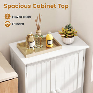 Bathroom Floor Storage Double Door Cupboard Cabinet-White