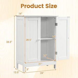 Bathroom Floor Storage Double Door Cupboard Cabinet-White