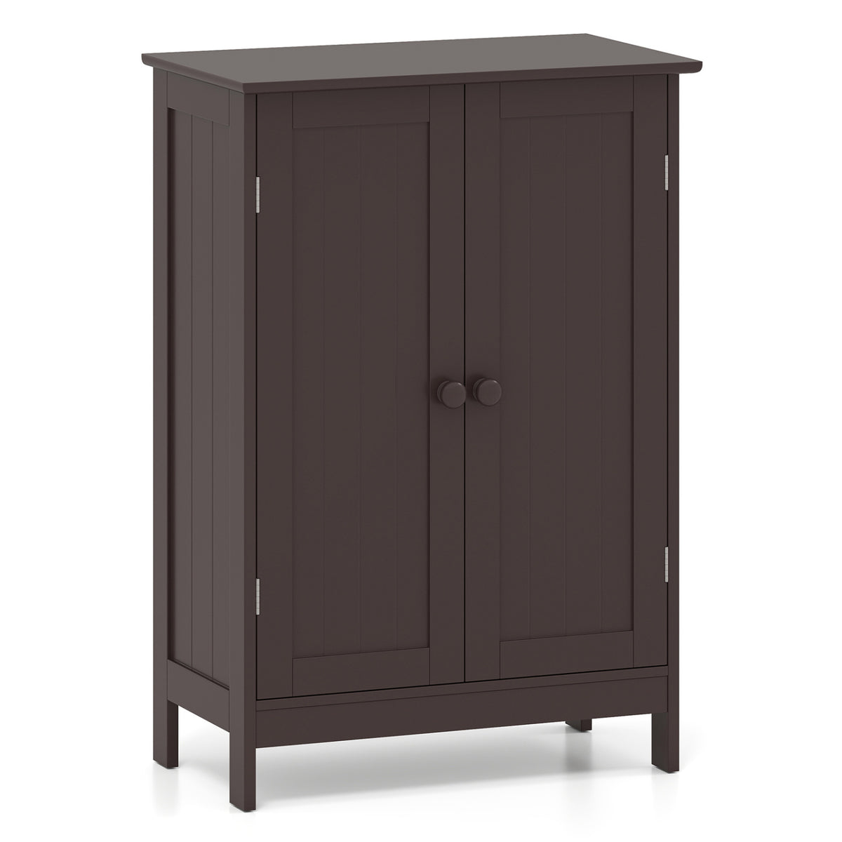 Bathroom Floor Storage Double Door Cupboard Cabinet-Brown