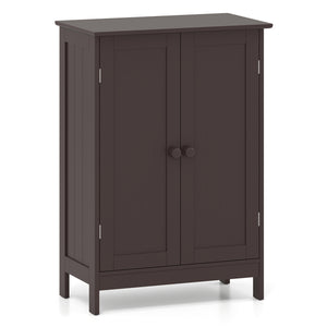 Bathroom Floor Storage Double Door Cupboard Cabinet-Brown