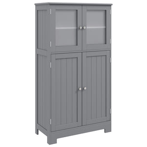Bathroom Floor Storage Locker Kitchen Cabinet with Doors and Adjustable Shelf-Gray