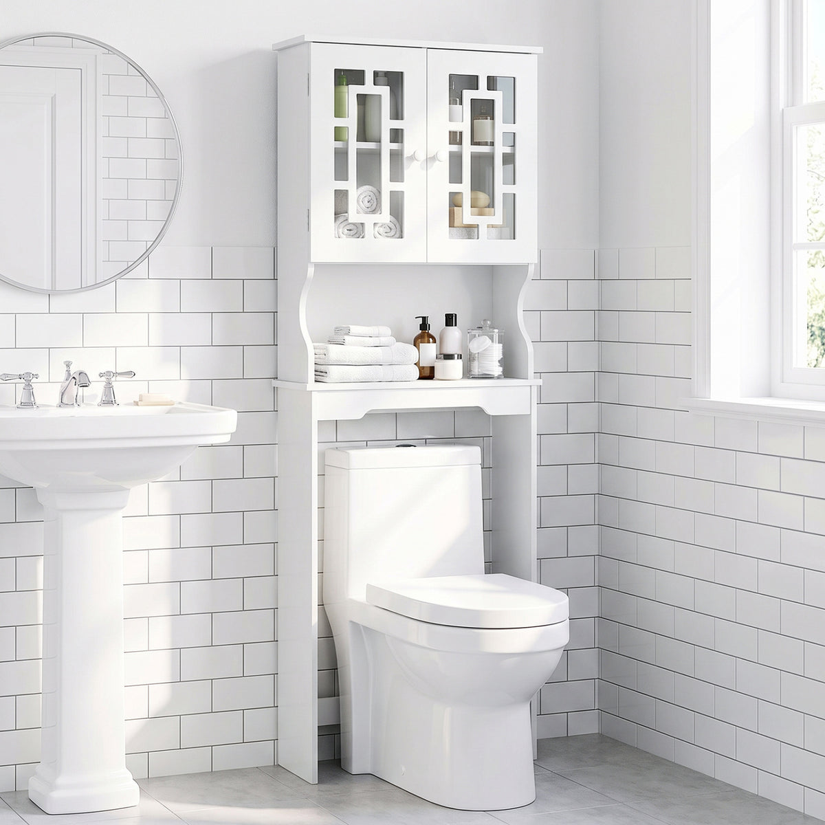 Bathroom Spacesaver Over the Toilet Door Storage Cabinet