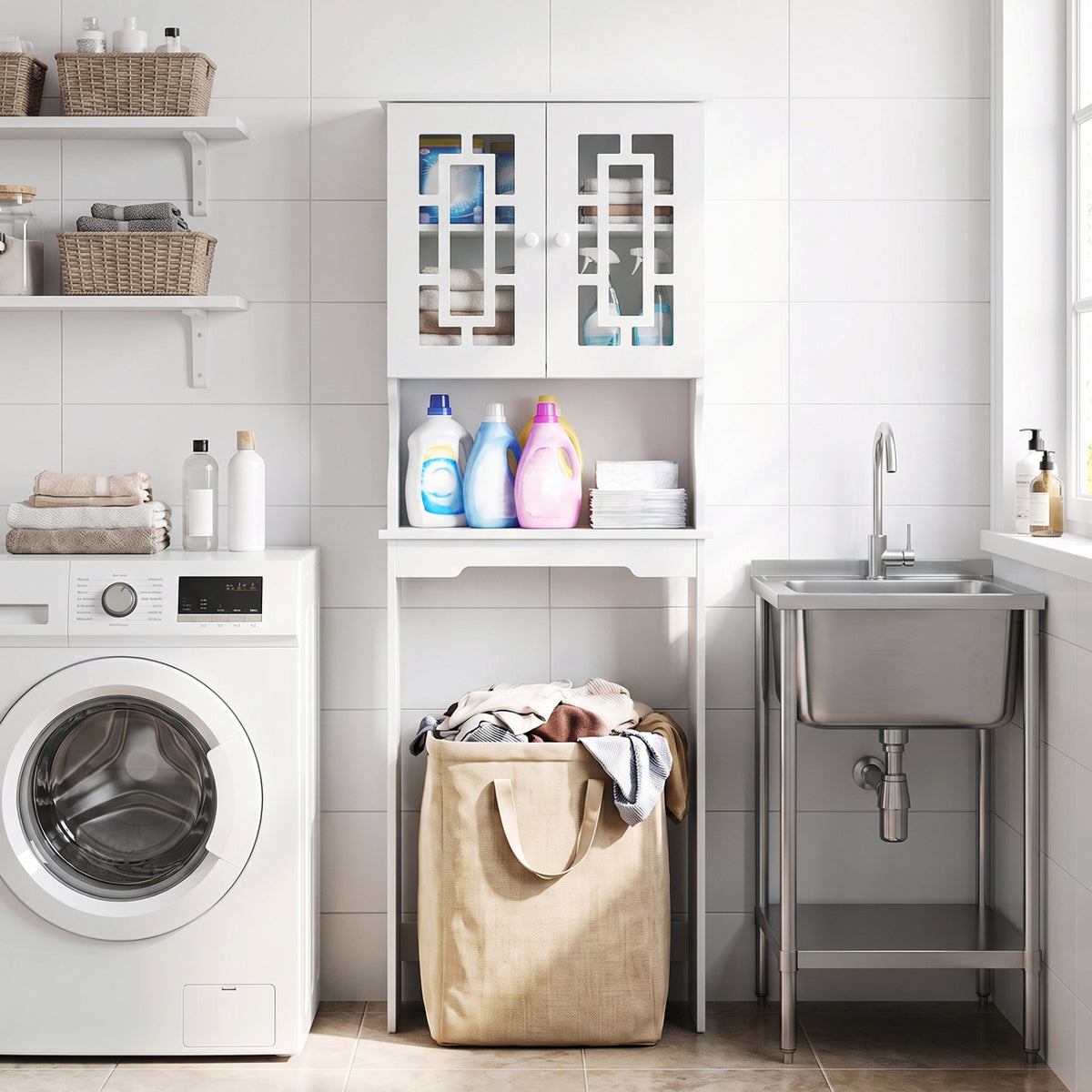 Bathroom Spacesaver Over the Toilet Door Storage Cabinet