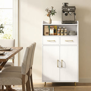 Bathroom Storage Cabinet Freestanding Floor Cabinet with 2 Drawers and 2 Doors-White