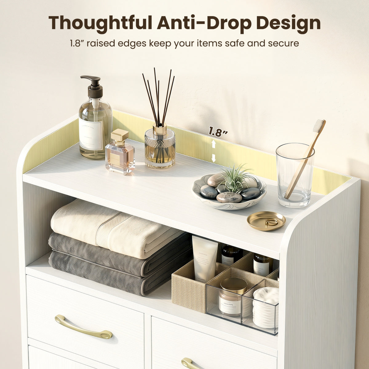Bathroom Storage Cabinet Freestanding Floor Cabinet with 2 Drawers and 2 Doors-White