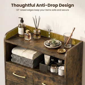 Bathroom Storage Cabinet Freestanding Floor Cabinet with 2 Drawers and 2 Doors-Rustic Brown