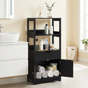 Bathroom Storage Cabinet with Drawer and Shelf Floor Cabinet-Black