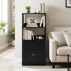 Bathroom Storage Cabinet with Drawer and Shelf Floor Cabinet-Black