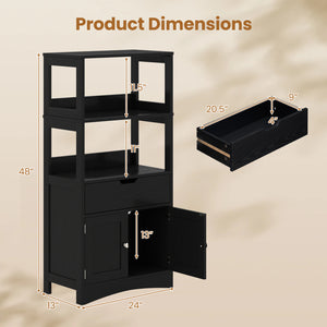 Bathroom Storage Cabinet with Drawer and Shelf Floor Cabinet-Black