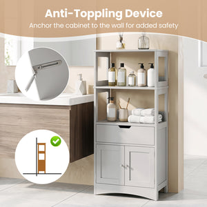 Bathroom Storage Cabinet with Drawer and Shelf Floor Cabinet-Gray
