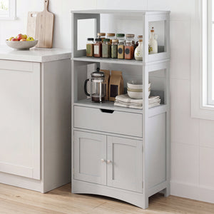 Bathroom Storage Cabinet with Drawer and Shelf Floor Cabinet-Gray