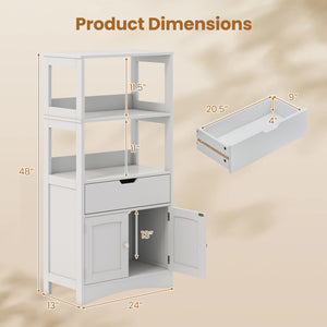 Bathroom Storage Cabinet with Drawer and Shelf Floor Cabinet-Gray