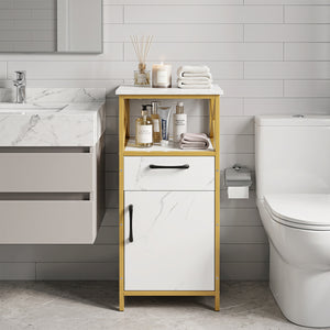 Bathroom Storage Cabinet with Drawer Single Door and Open Shelf-White