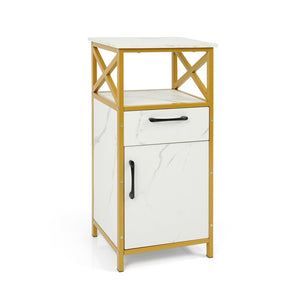 Bathroom Storage Cabinet with Drawer Single Door and Open Shelf-White