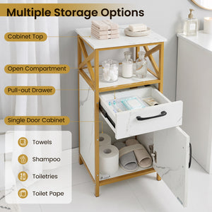 Bathroom Storage Cabinet with Drawer Single Door and Open Shelf-White