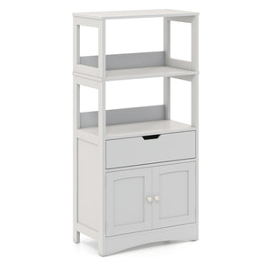 Bathroom Storage Cabinet with Open Shelves and Drawer-Gray