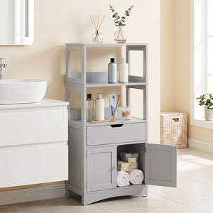 Bathroom Storage Cabinet with Open Shelves and Drawer-Gray