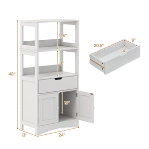 Bathroom Storage Cabinet with Open Shelves and Drawer-Gray
