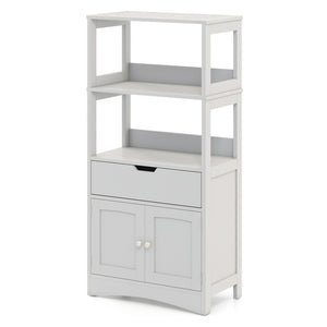 Bathroom Storage Cabinet with Open Shelves and Drawer-Gray