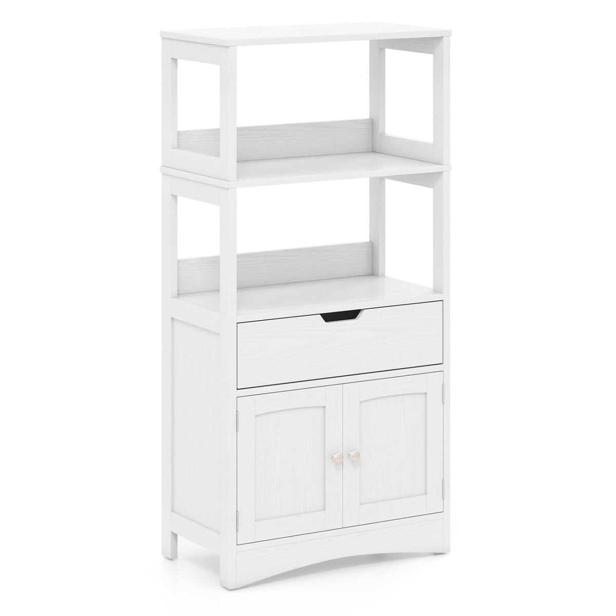 Bathroom Storage Cabinet with Open Shelves and Drawer-White