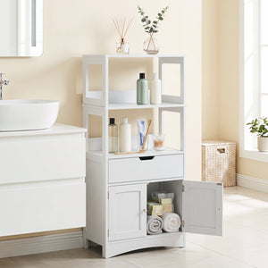 Bathroom Storage Cabinet with Open Shelves and Drawer-White