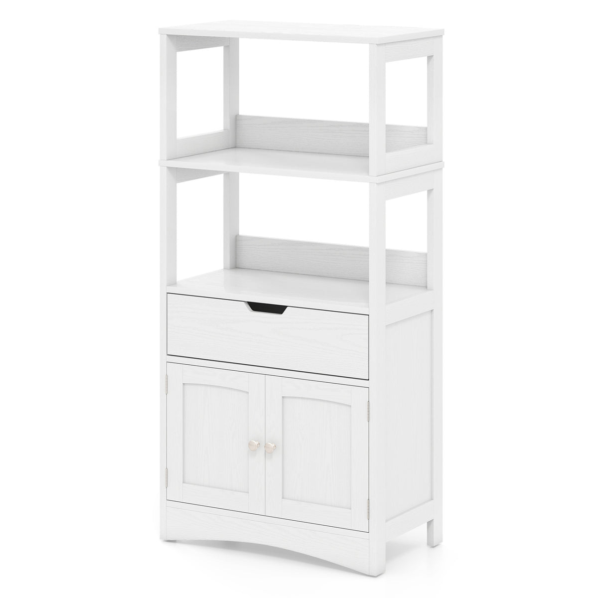 Bathroom Storage Cabinet with Open Shelves and Drawer-White