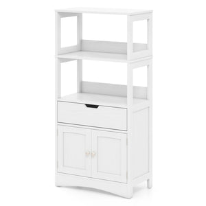 Bathroom Storage Cabinet with Open Shelves and Drawer-White