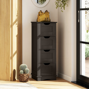 Bathroom Storage Cabinet with Cutout Handles and 4 Drawers-Brown