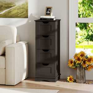 Bathroom Storage Cabinet with Cutout Handles and 4 Drawers-Brown