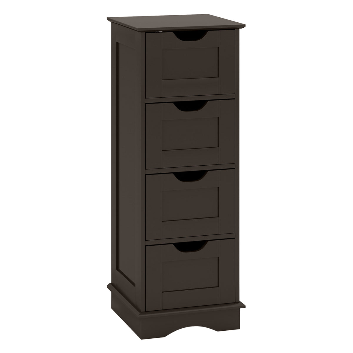 Bathroom Storage Cabinet with Cutout Handles and 4 Drawers-Brown