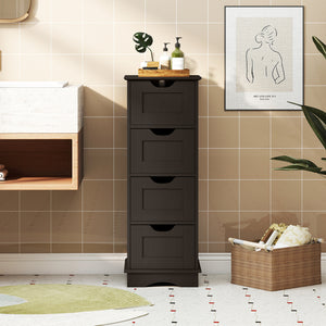 Bathroom Storage Cabinet with Cutout Handles and 4 Drawers-Brown