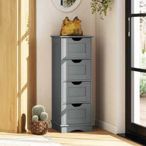 Bathroom Storage Cabinet with Cutout Handles and 4 Drawers-Gray