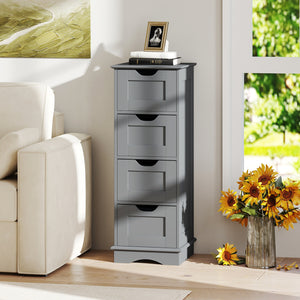 Bathroom Storage Cabinet with Cutout Handles and 4 Drawers-Gray