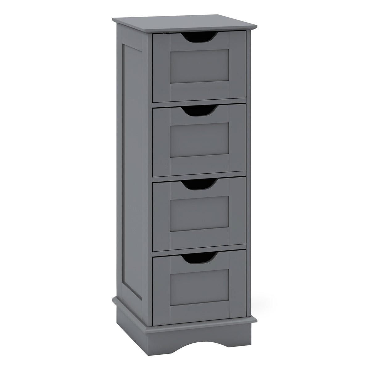 Bathroom Storage Cabinet with Cutout Handles and 4 Drawers-Gray