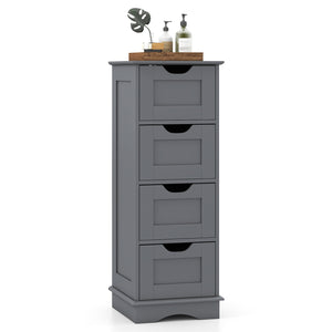 Bathroom Storage Cabinet with Cutout Handles and 4 Drawers-Gray
