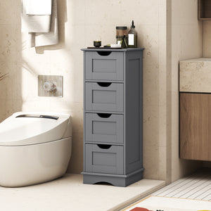 Bathroom Storage Cabinet with Cutout Handles and 4 Drawers-Gray