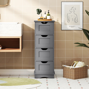 Bathroom Storage Cabinet with Cutout Handles and 4 Drawers-Gray