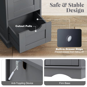 Bathroom Storage Cabinet with Cutout Handles and 4 Drawers-Gray