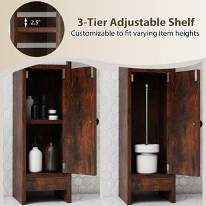 Bathroom Slim Cabinet Corner with Door and Adjustable Shelf-White