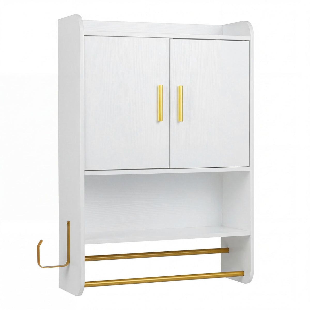 Bathroom Wall Cabinet Wall Mounted Medicine Cabinet with Towel Bars-White