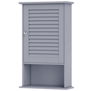 Bathroom Wall Mount Storage Cabinet Single Door with Height Adjustable Shelf-Gray