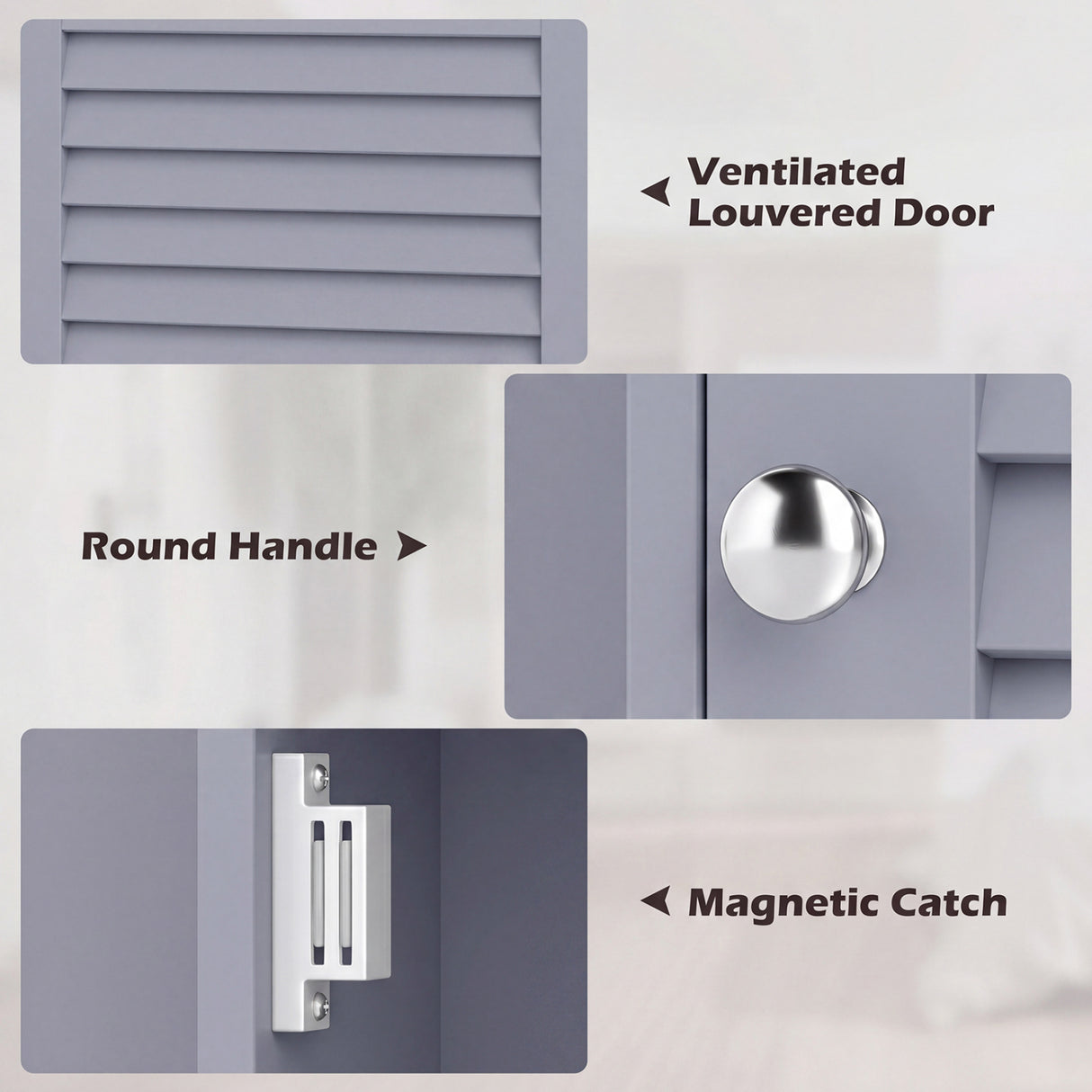 Bathroom Wall Mount Storage Cabinet Single Door with Height Adjustable Shelf-Gray