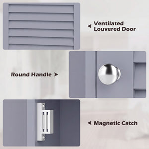 Bathroom Wall Mount Storage Cabinet Single Door with Height Adjustable Shelf-Gray