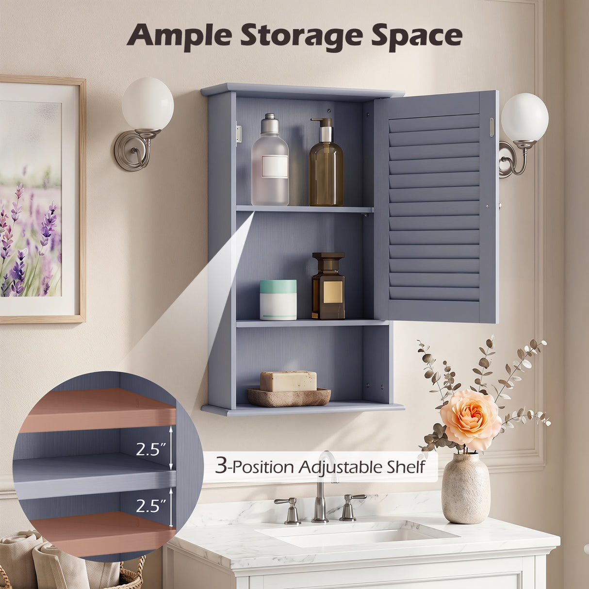 27.5 Inch H Wall Hanging Bathroom Storage Cabinet