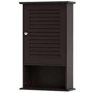 Bathroom Wall Mount Storage Cabinet Single Door with Height Adjustable Shelf-Rustic Brown